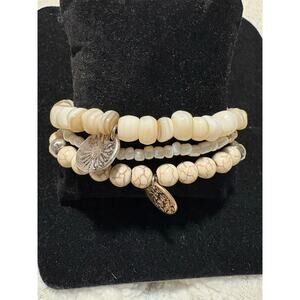 Chicos lot of 3 quartz stamped silver coin accent bracelet set nwot 47